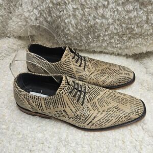 Steve Madden Reporter Newpaper Pattern Mens Dress Shoes sz 40